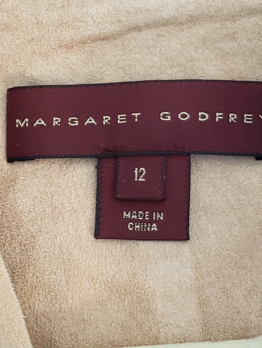 Margaret Godfrey Vintage Pink Suede  Leather Ruffle Trim Blazer Jacket Sz 12